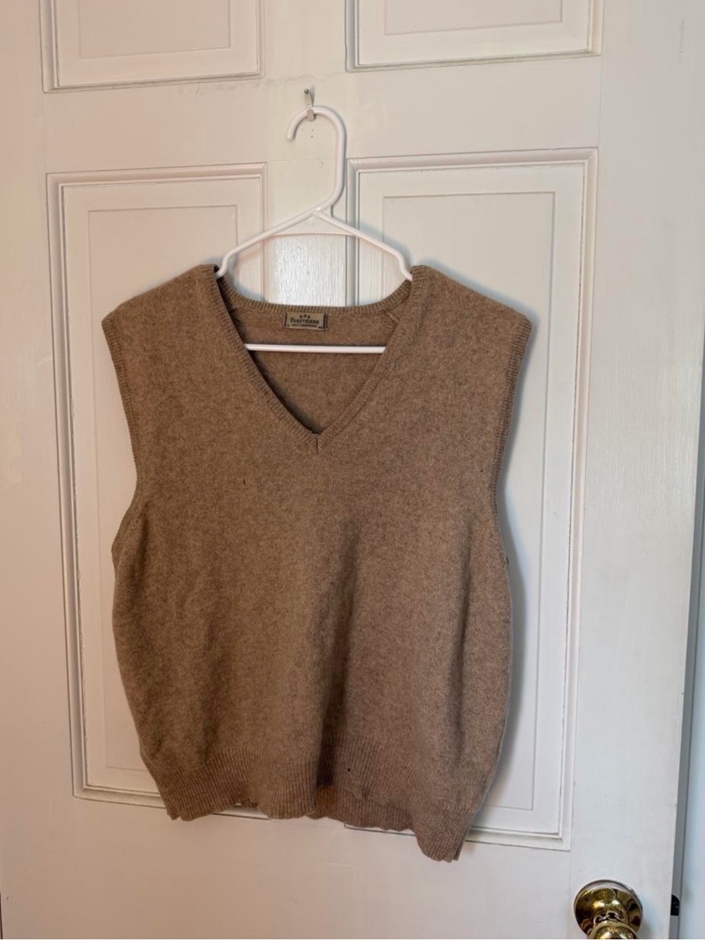 Forstmann V-Neck Sweater Vest in Tan